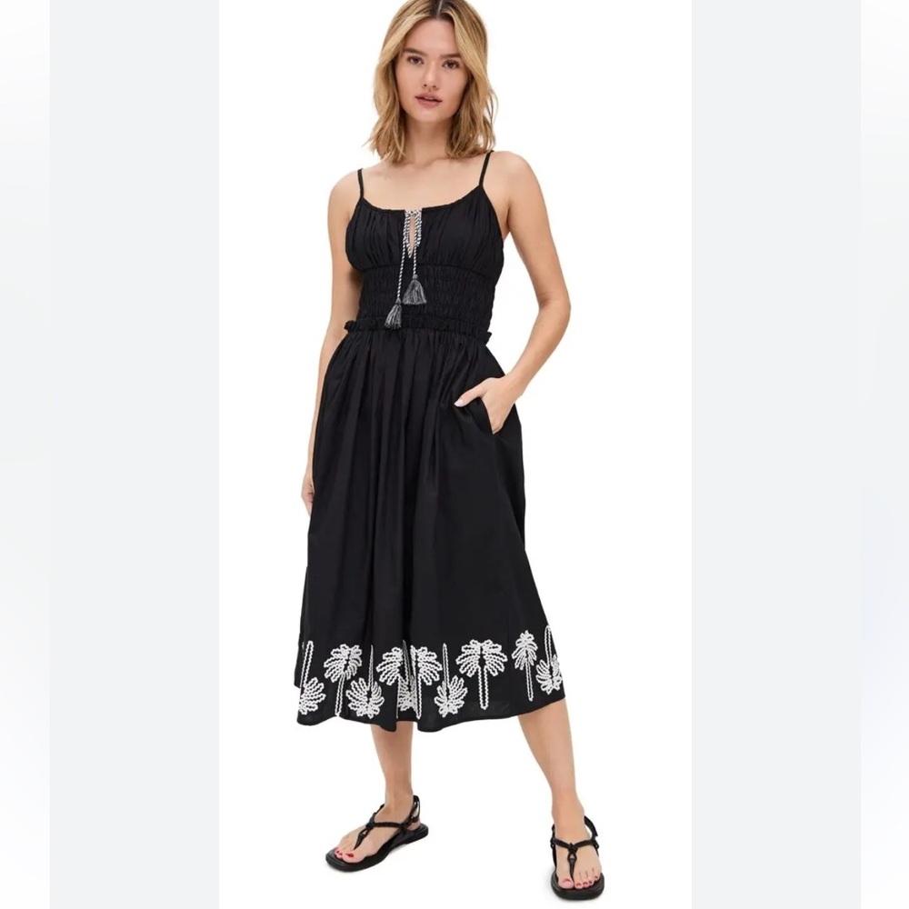Rails Baja Dress In Black
Ivory Palm Trees Black Embroidered Sundress w Tassel S - Picture 7 of 15